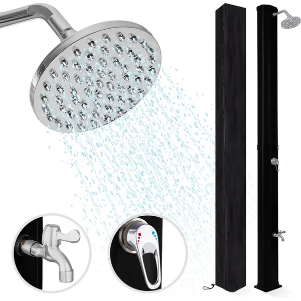 LifeGoods Buitendouche - Solar - Tuindouche - 360° Draaibare Douchekop - 35L - Zwart