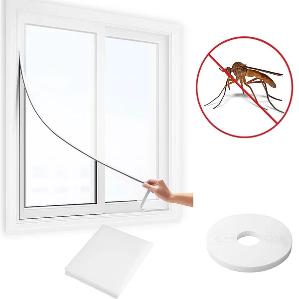Insecten Hor I Raamhor I Raam Hor I Net tegen insecten I Horrengaas I Vliegenhor I Met Klittenband Plakstrip I 130 x 150 cm I Wit