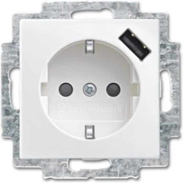 Busch-Jaeger USB-stopcontact (2x USB-A + randaarde)